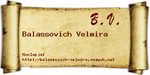 Balassovich Velmira névjegykártya